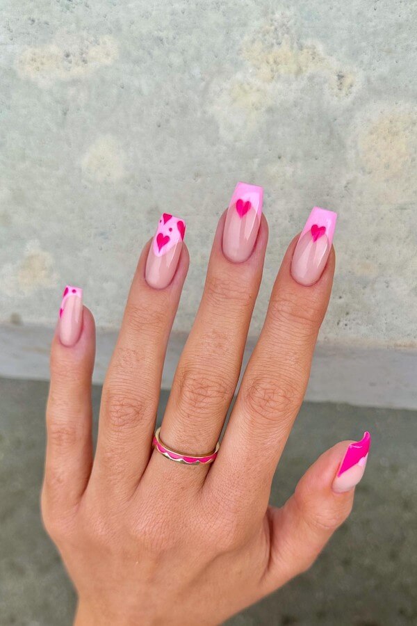 pink Valentines Day nails