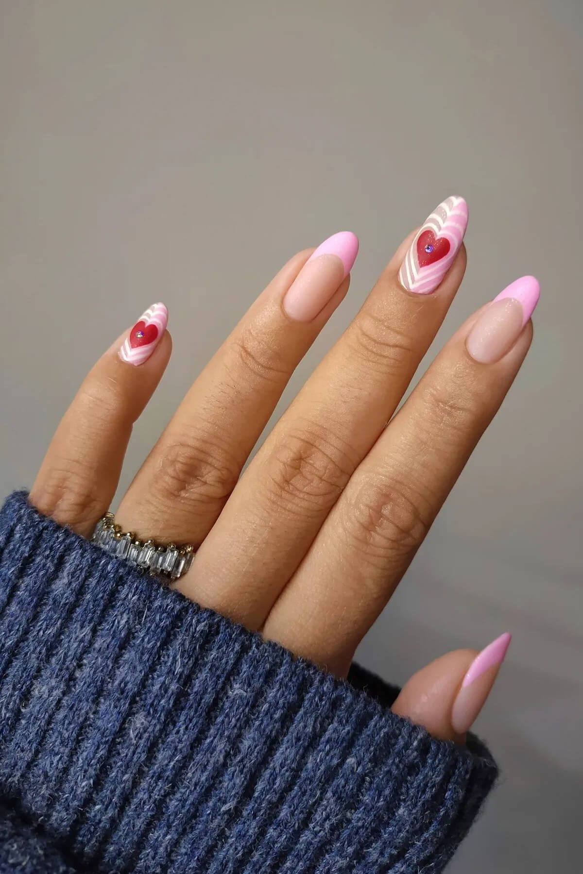 pink Valentines Day nails