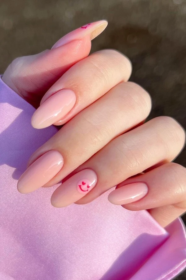 pink Valentines Day nails