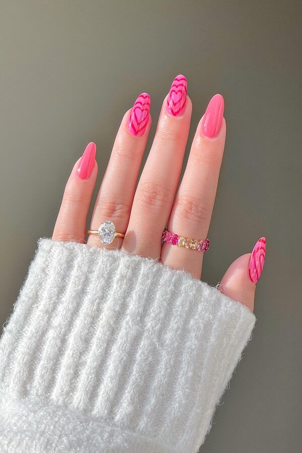 pink Valentines Day nails