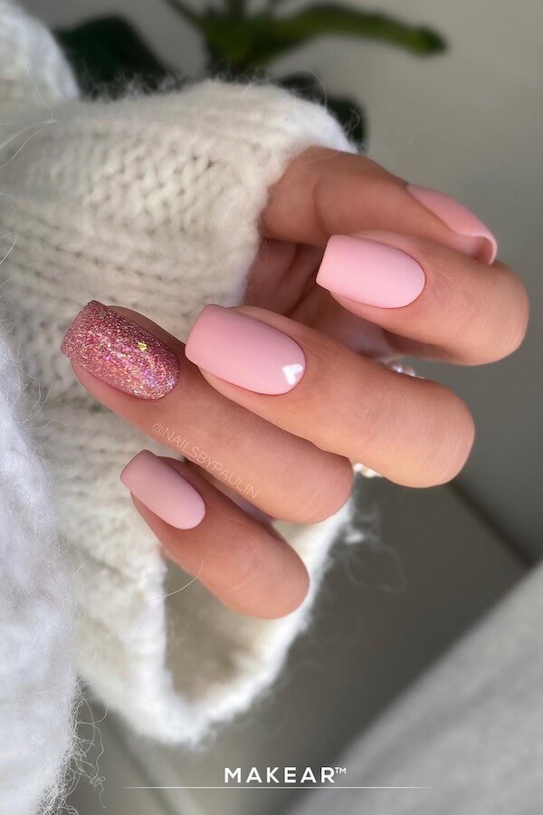 pink Valentines Day nails