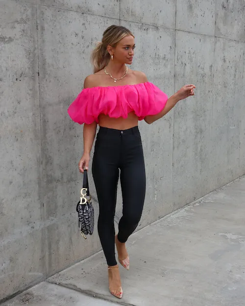 pink and black outfit