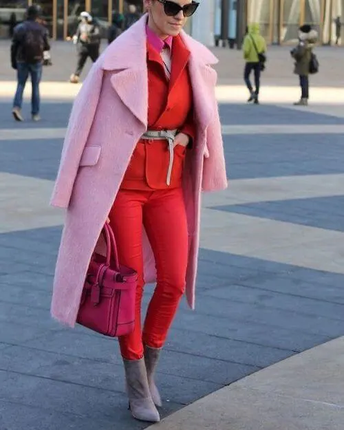 How To Wear Red And Pink Color Together In Fall Winter
