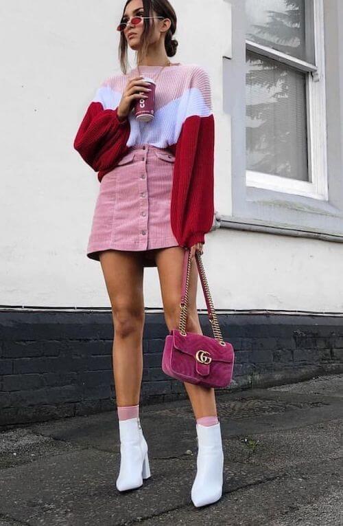Pink, Red And White Outfits