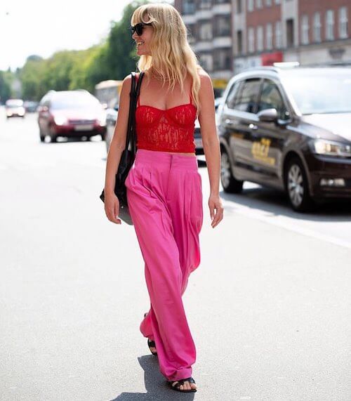 cute pink and red street style for summer