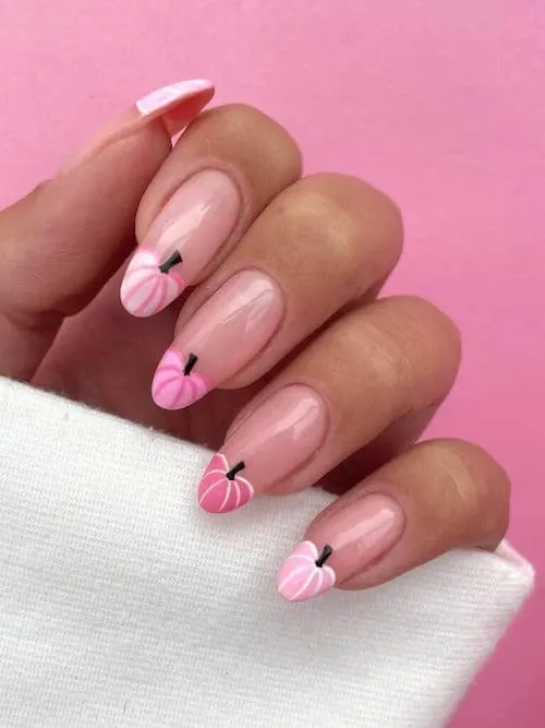 Pink and White Holiday Nails