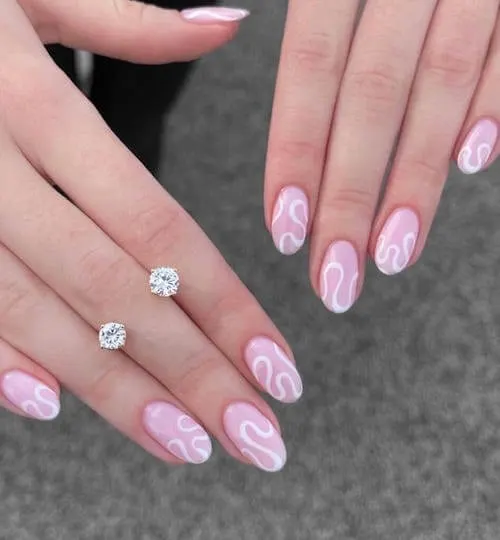 Light Pink and White Nail designs