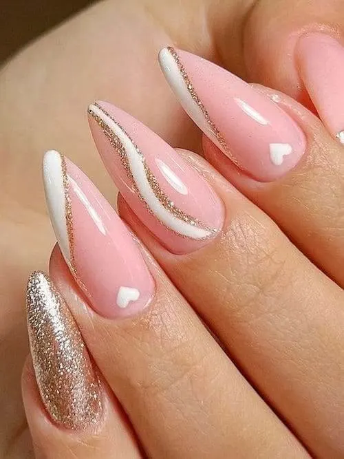 White And Pink Stiletto Nails