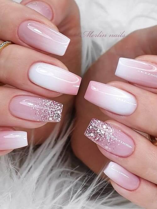 Pink and White Ombre Nails