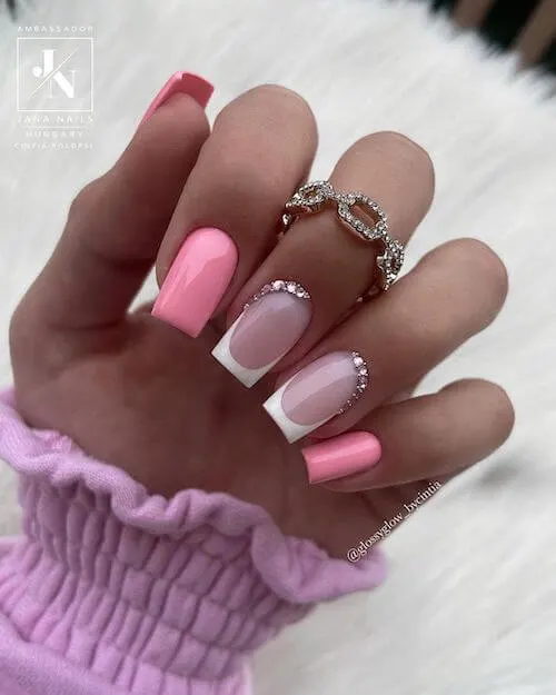 Pink And White Nail Designs For Short Nails