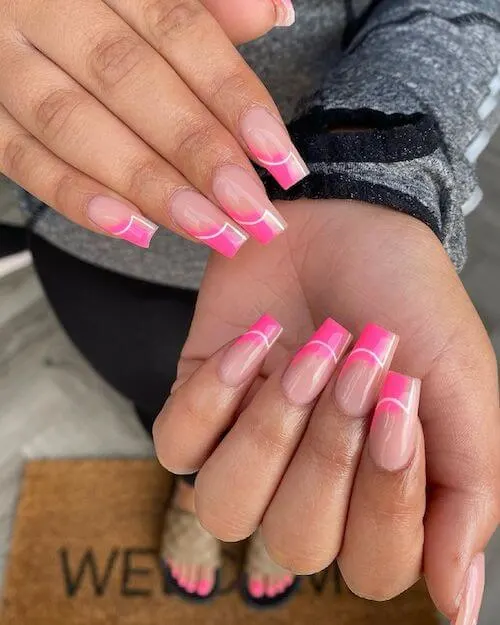 Hot pink and white nail designs