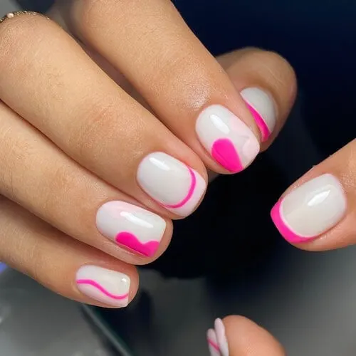 Hot pink and white nail designs