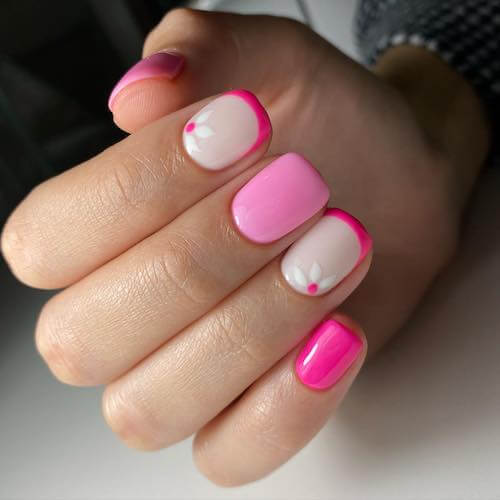 Pink And White Nail Designs For Short Nails