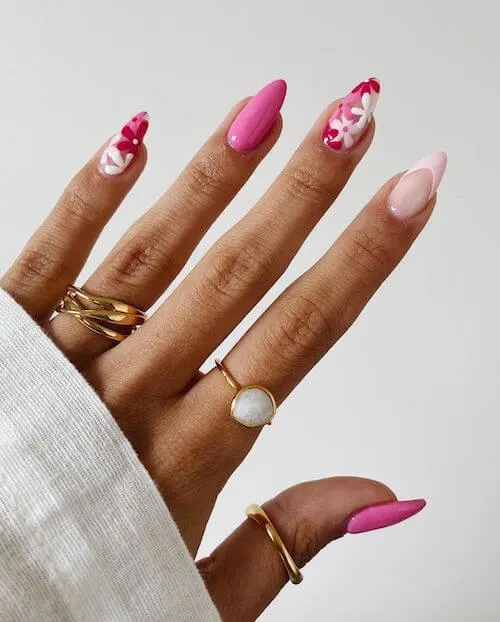 White And Pink Nails For Parties