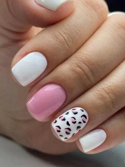Black pink and white nail designs