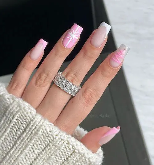Light Pink and White Nail designs