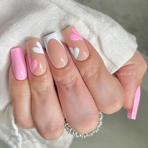 Light Pink and White Nail designs