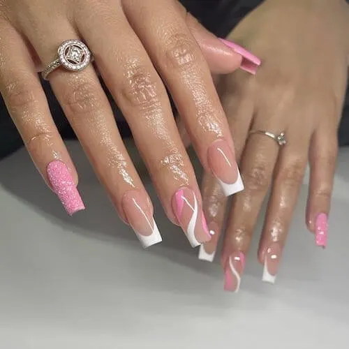 Light Pink and White Nail designs