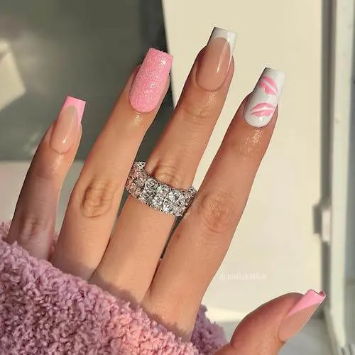 Light Pink and White Nail designs