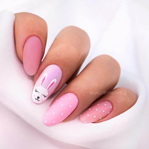 Pink and White Easter Nails