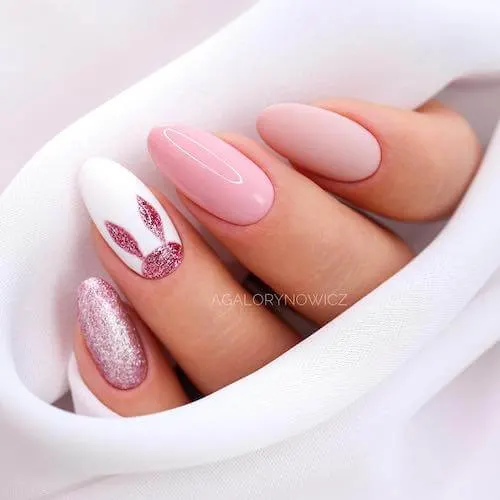 Pink and White Easter Nails