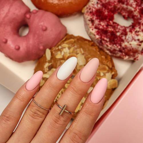 Pale Pink And White Nails