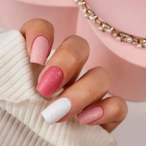 White And Gradient Pink Nails