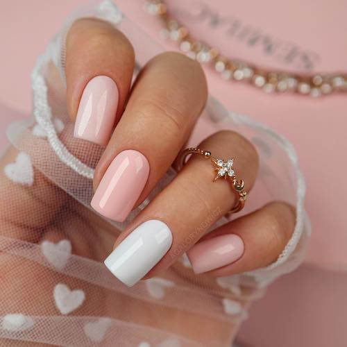 Pale Pink And White Nails