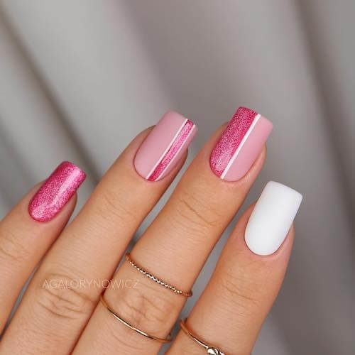 Simple pink and white nail designs