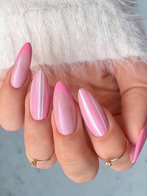 Light Pink and White Nail designs