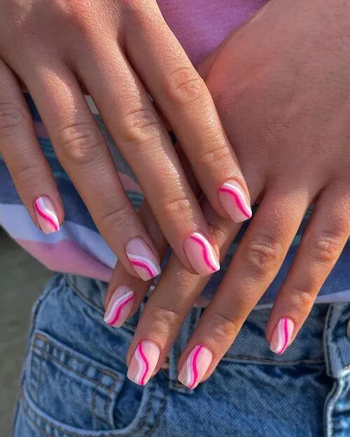 Hot pink and white nail designs