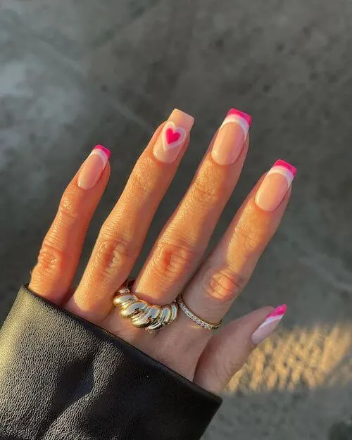 Pink And White Accent Nails