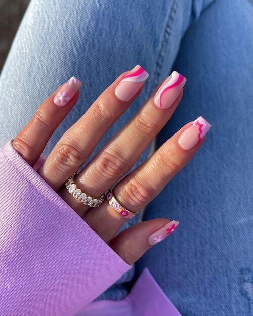 Pink And White Nail Ideas For Spring Summer