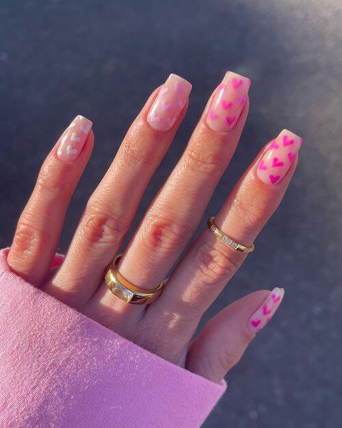Hot pink and white nail designs