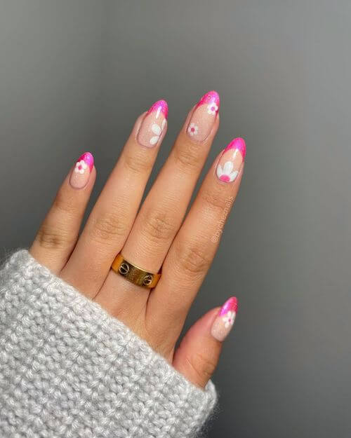 Pink And White French Nails