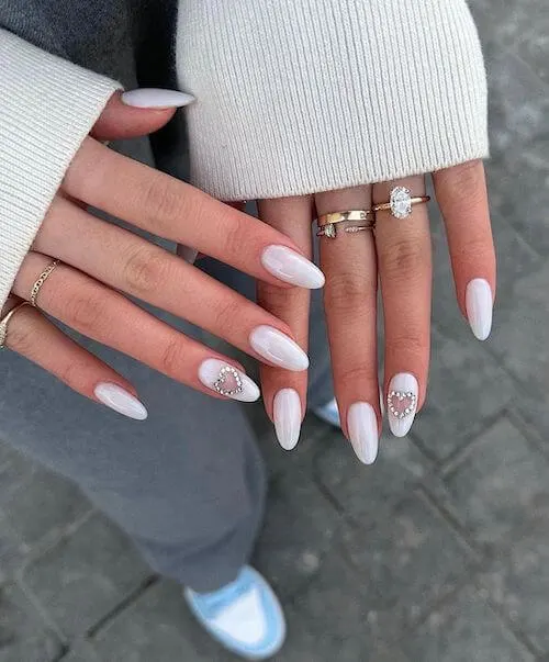 Long Pink And White Nail Art