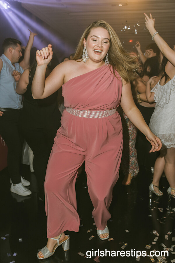 Rose Pink One-Shoulder Jumpsuit With Crystal Belt