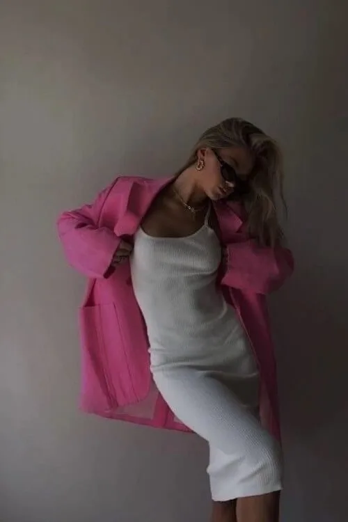 pink blazer outfit