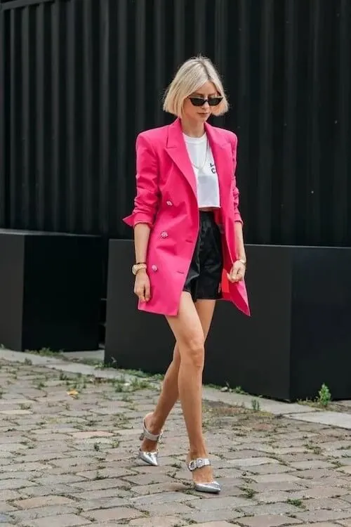 pink blazer outfit