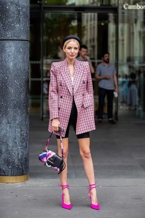 pink blazer outfit