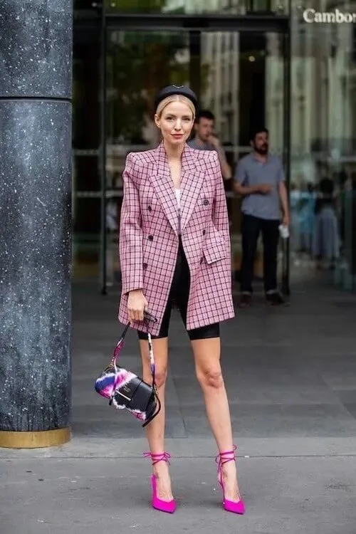 pink blazer outfit