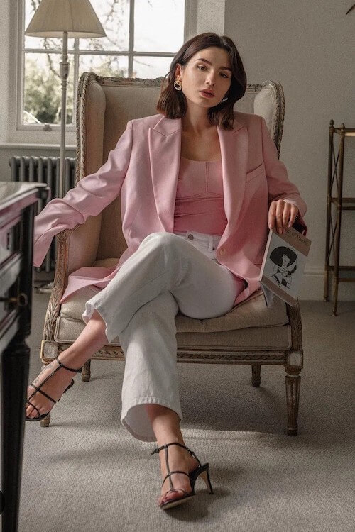 pink blazer outfit