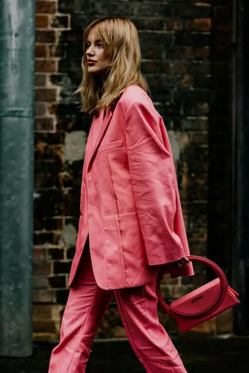 pink blazer outfit