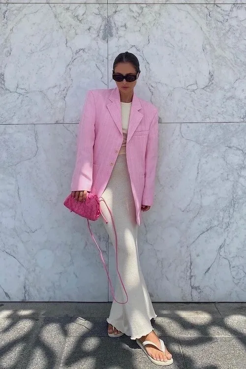 pink blazer outfit