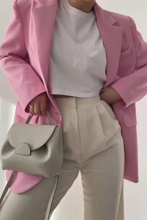 pink blazer outfit