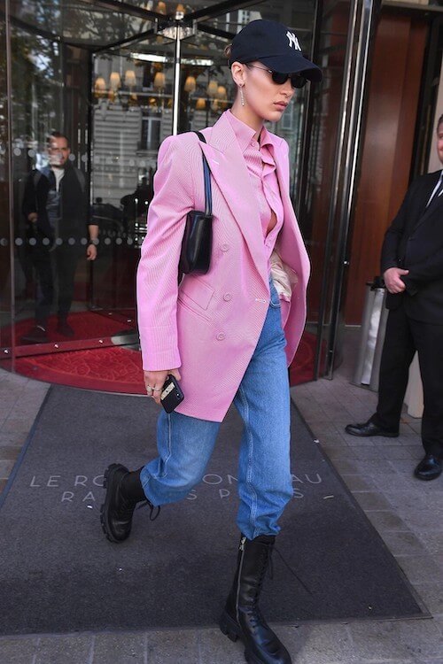 pink blazer outfit