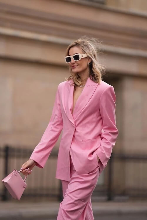 pink blazer outfit