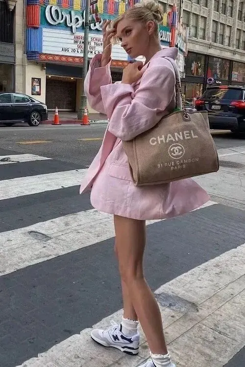 pink blazer outfit