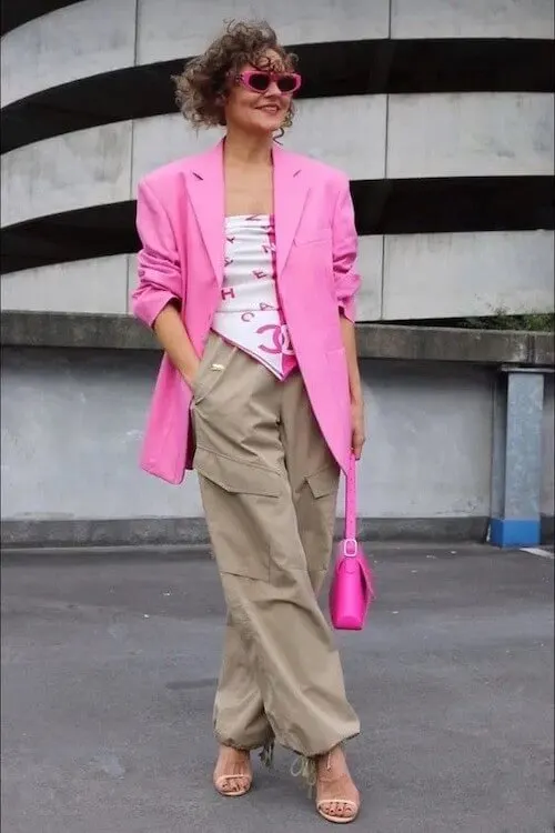 pink blazer outfit