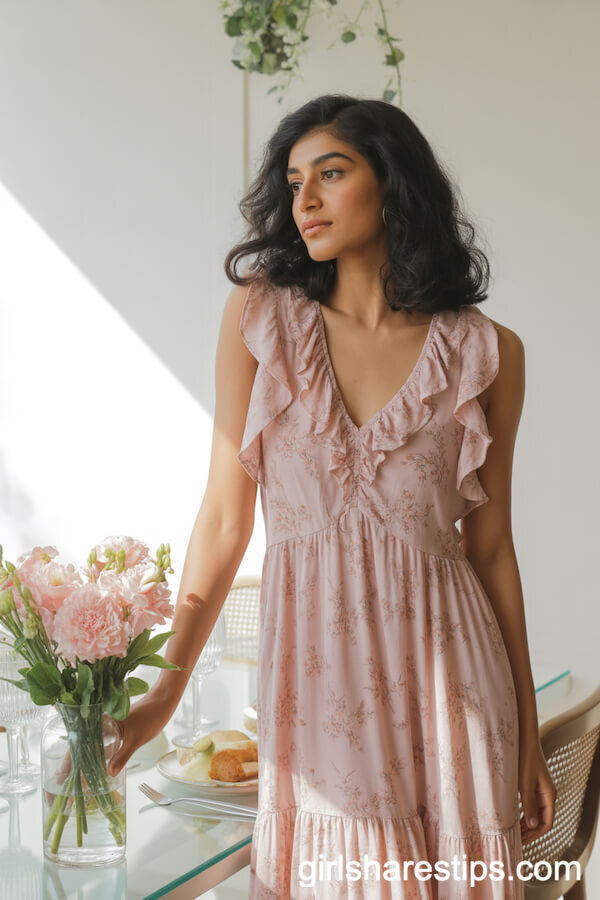 Romantic Pink Floral Maxi Dress for an Airy Brunch Feel